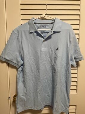 Nautica Men's Pale Blue Polo with Embroidered Sail Logo